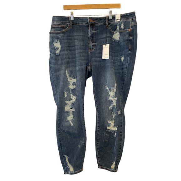 Judy Blue Denim - NWT Judy Blue Los Angeles Womens 22W Mid Rise Distressed Skinny Jeans JB88177